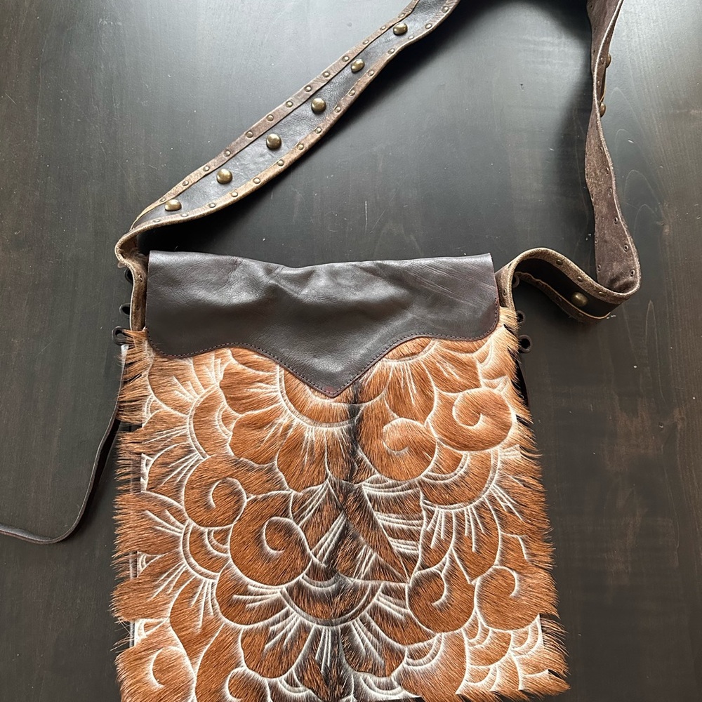 Brown and Tan Leather Shoulder Bag